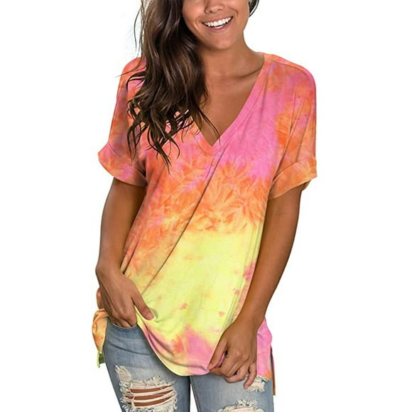 MORRAN Leopard Print Tunic Tops Women Casual Tie-Dye T Shirt O-Neck Gradient Short Sleeve Tee Tops Blouses MORRAN Leopard Print Tunic Tops Women Casual Tie-Dye T Shirt O-Neck Gradient Short Sleeve Tee Tops Blouses
